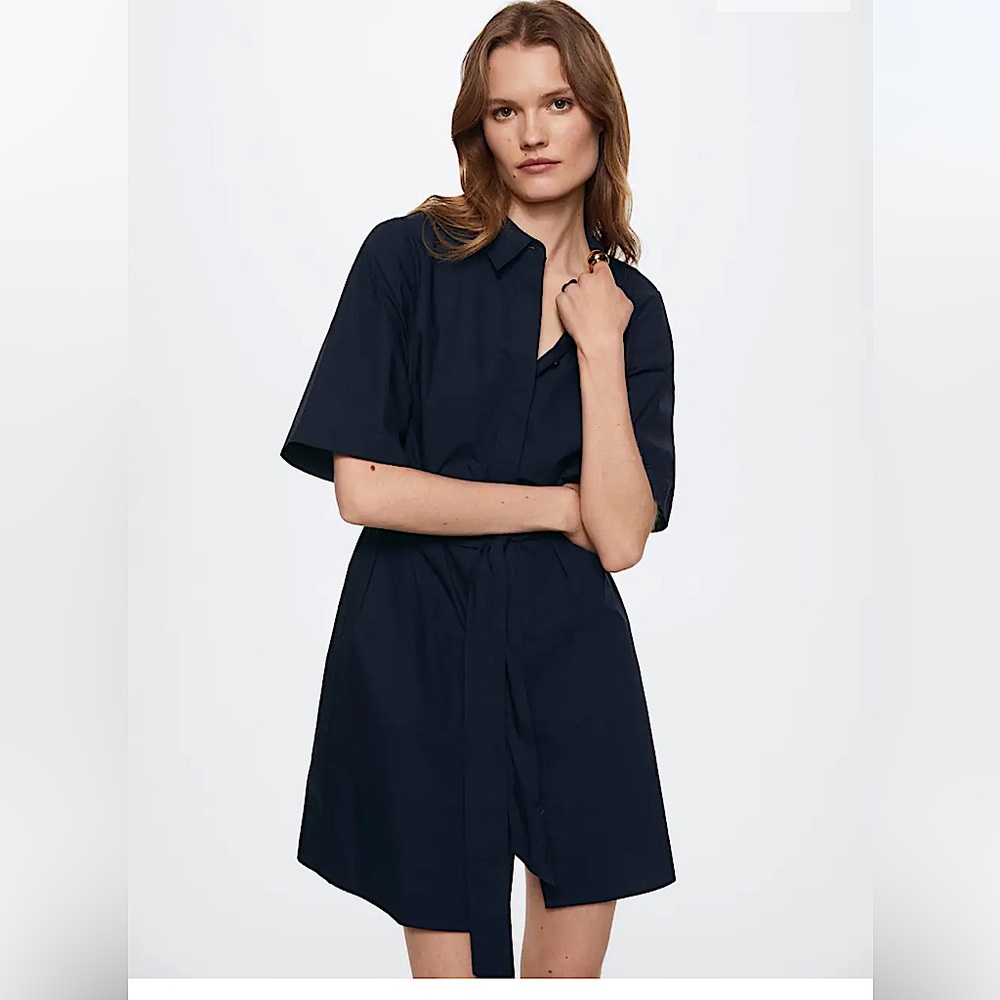 MNG by Mango, Navy Blue, Front Tie MIDI Dress NWT